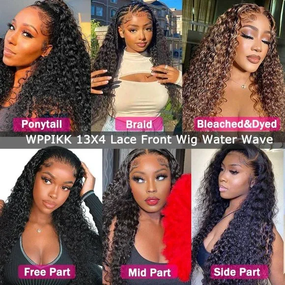 13x4 Lace Women Black Front 22 inch 180% Density Brazilian Wavy Glueless Wig